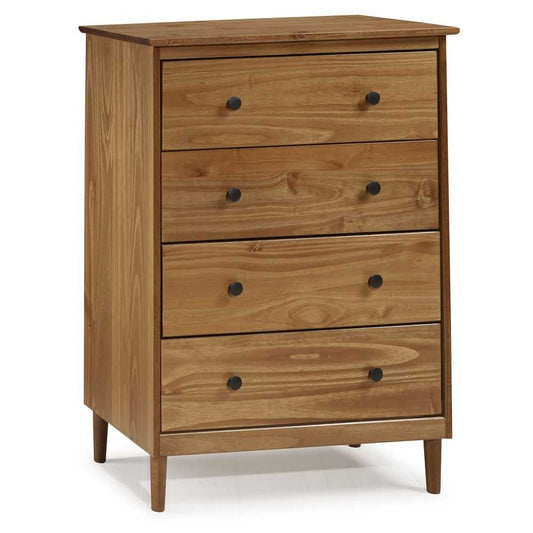 Modern 4 Drawer Dresser - Caramel