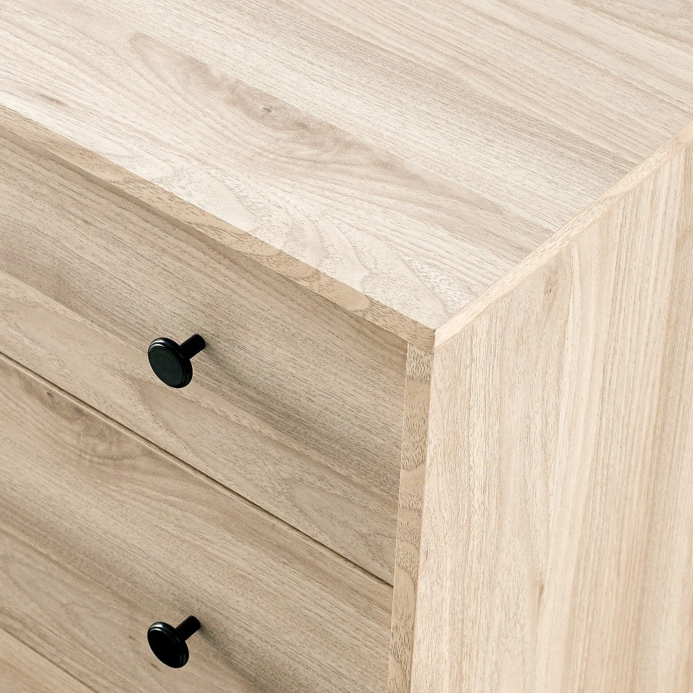 Modern 5 Drawer Metal and Wood Dresser - Birch
