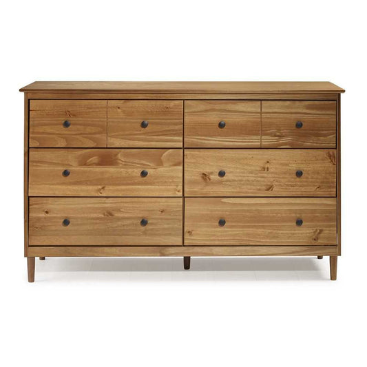 Modern 6 Drawer Solid Wood Dresser - Caramel