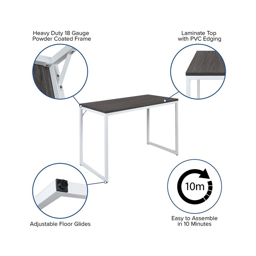 Modern Commercial Grade Desk Industrial Style Computer Desk Sturdy Home Office Desk - 47" Length - Gray