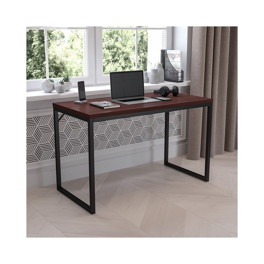 Modern Commercial Grade Desk Industrial Style Computer Desk Sturdy Home Office Desk - 47" Length-Mahogany