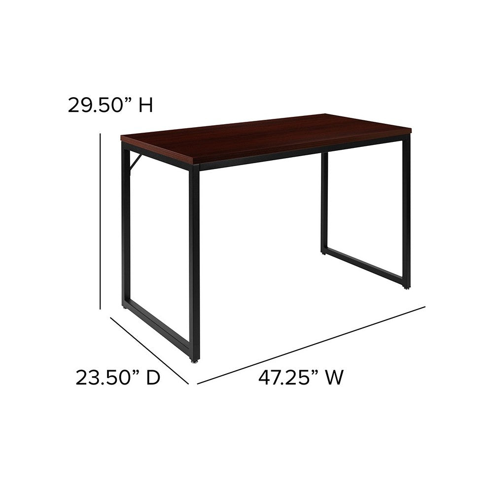 Modern Commercial Grade Desk Industrial Style Computer Desk Sturdy Home Office Desk - 47" Length-Mahogany