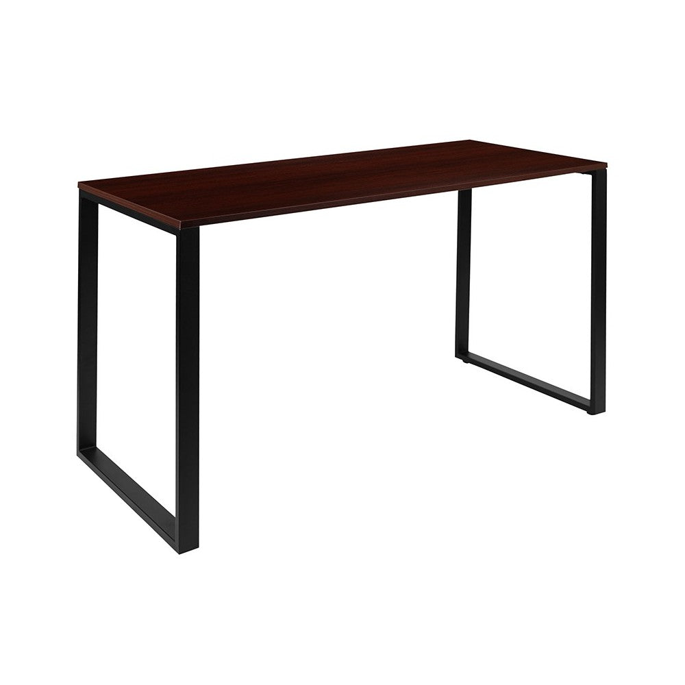 Modern Commercial Grade Desk Industrial Style Computer Desk Sturdy Home Office Desk - 55" Length-Mahogany