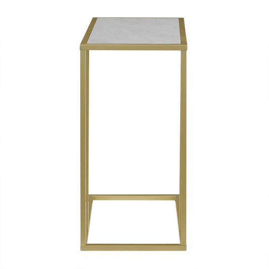 Modern End C Table - Faux White Marble/Gold