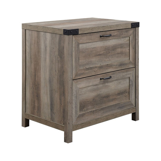 Modern Farmhouse 2-Drawer Filing Cabinet with Metal Accents - Gray Wash