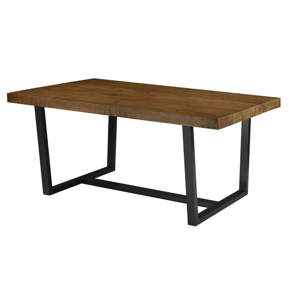 Modern Farmhouse Solid Plank Top Dining Table - Rustic Oak