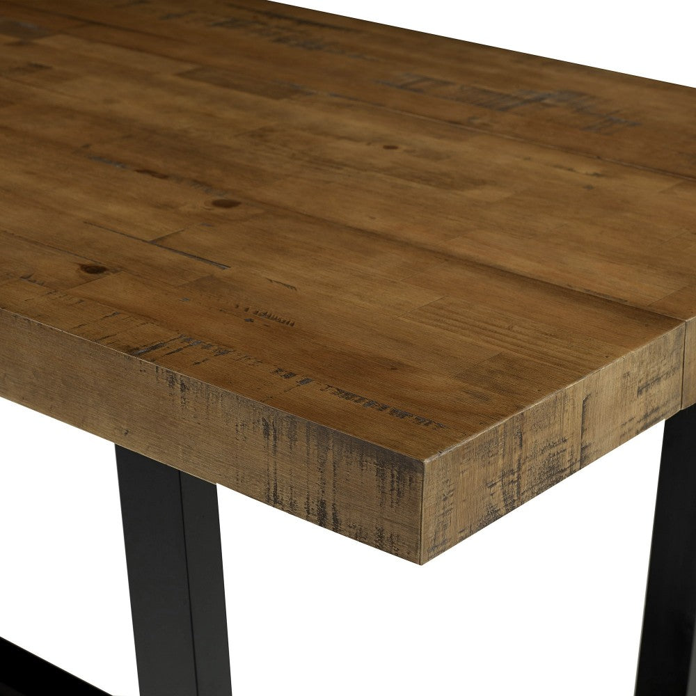 Modern Farmhouse Solid Plank Top Dining Table - Rustic Oak