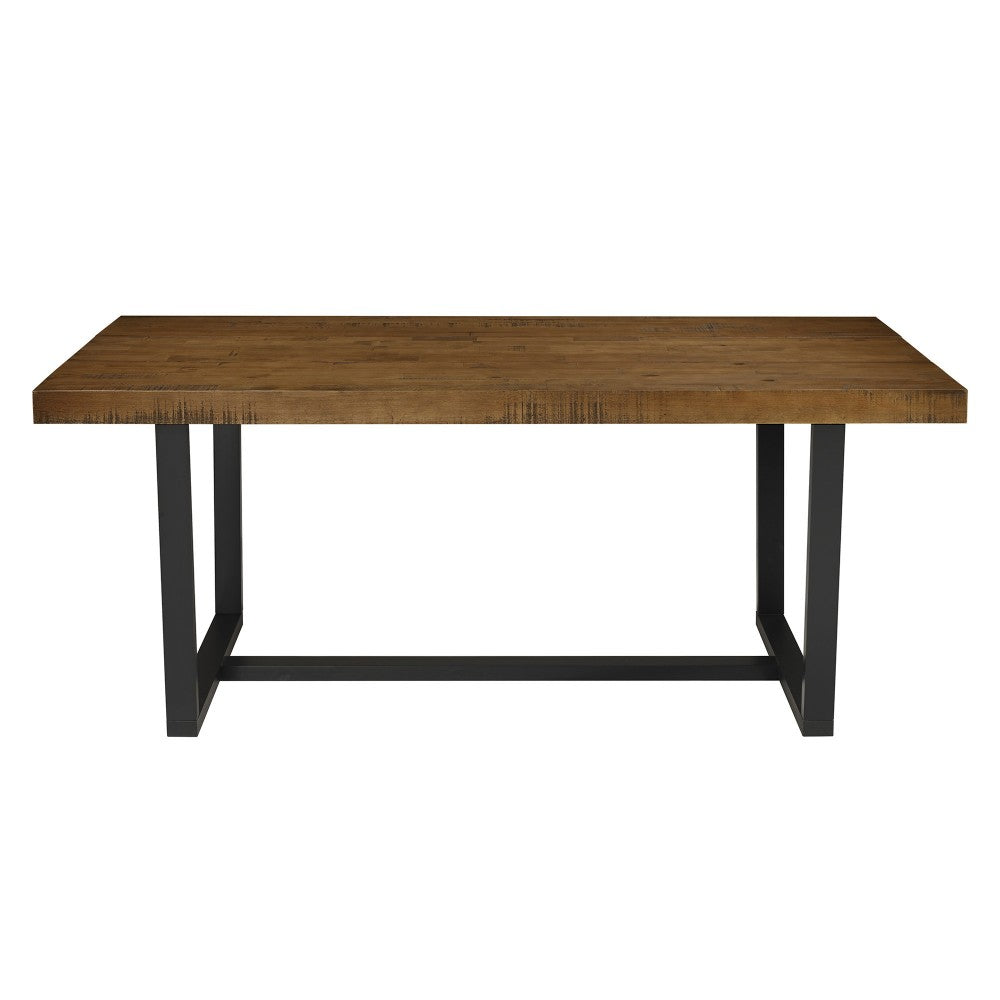 Modern Farmhouse Solid Plank Top Dining Table - Rustic Oak