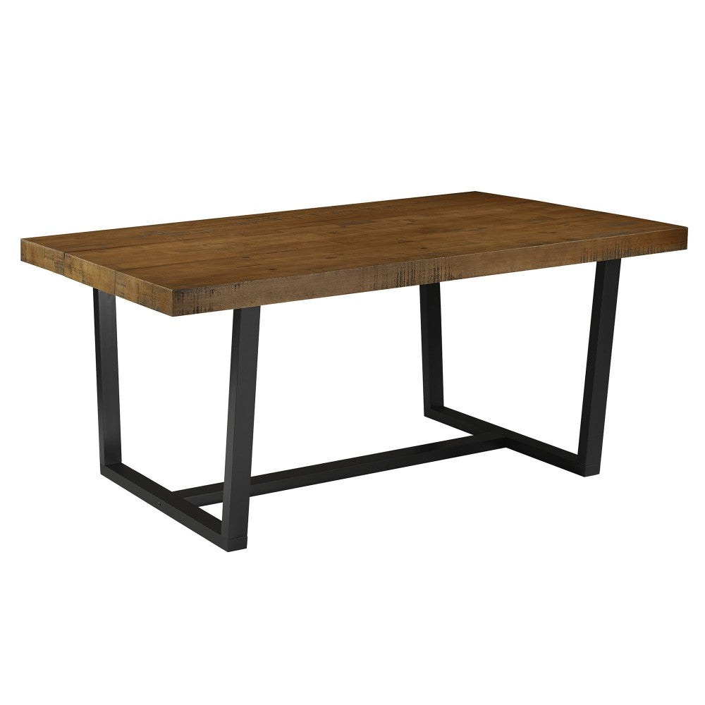 Modern Farmhouse Solid Plank Top Dining Table - Rustic Oak