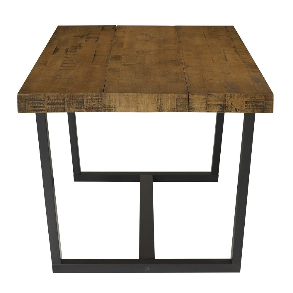 Modern Farmhouse Solid Plank Top Dining Table - Rustic Oak