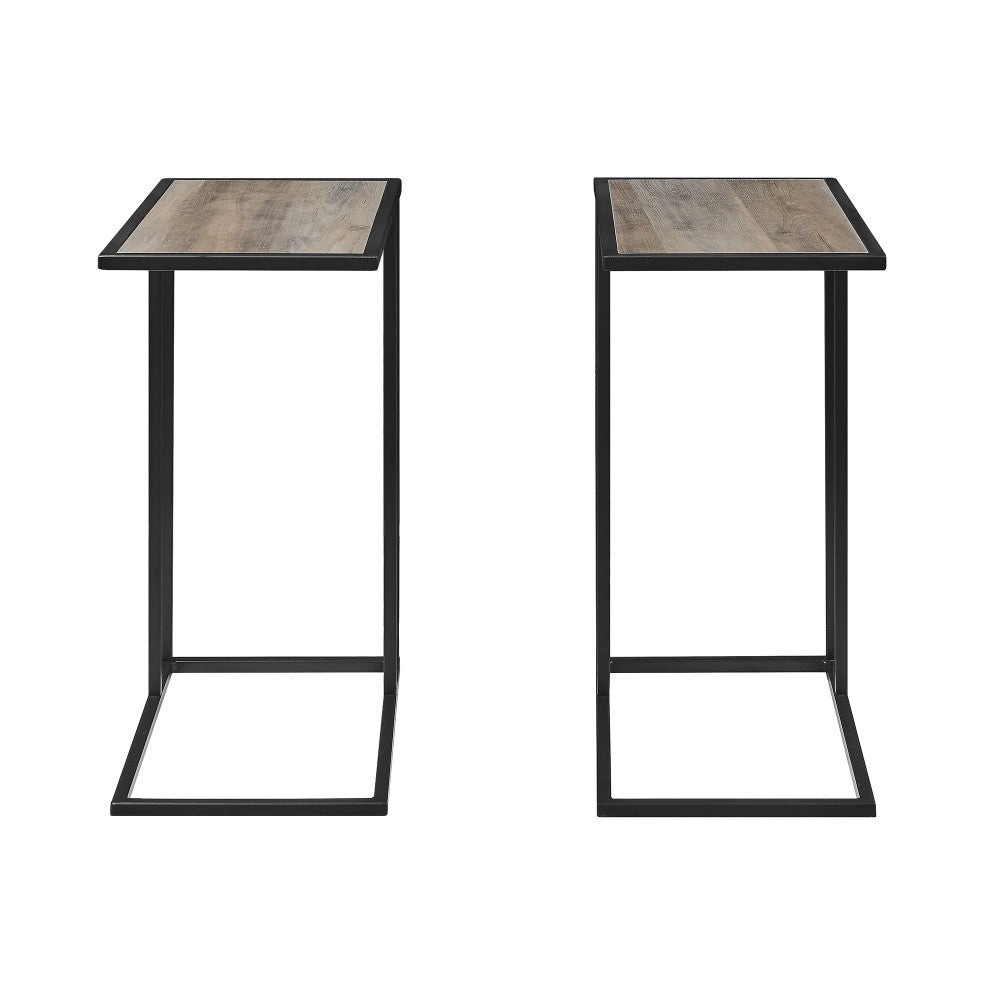 Modern Glam 2-Piece  C-Table with Metal Base - Gray Wash