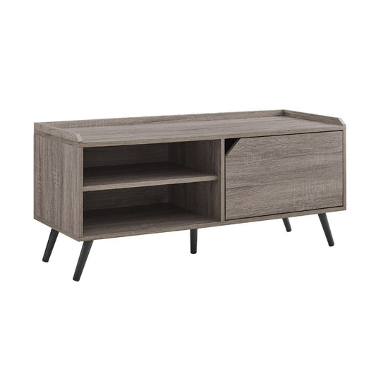 Modern Notched-Door Entry Bench with Shoe Storage - Driftwood