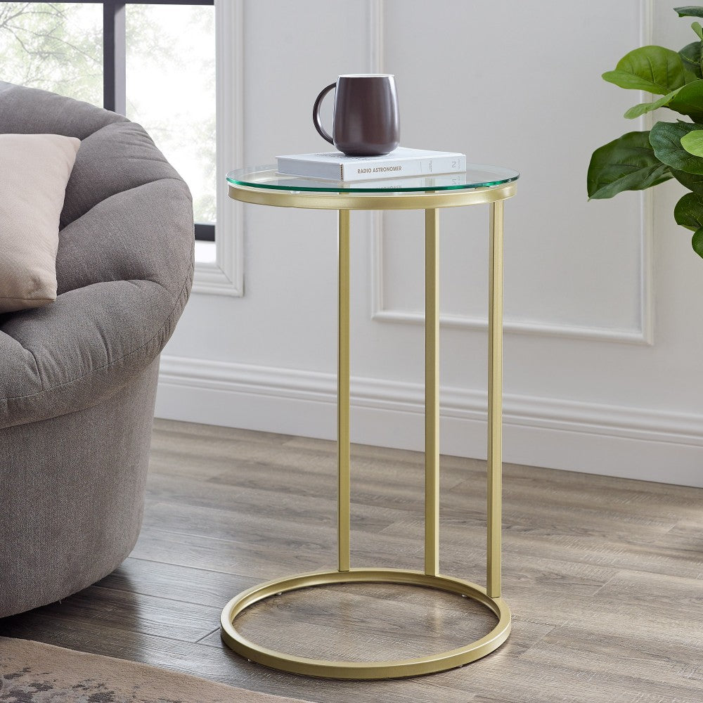 Modern Round End Table - Glass/Chrome