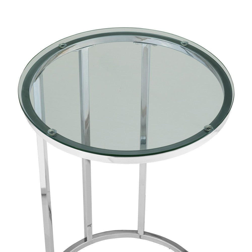 Modern Round End Table - Glass/Chrome