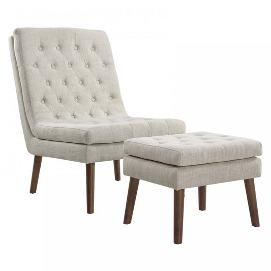 Modify Upholstered Lounge Chair and Ottoman, Beige