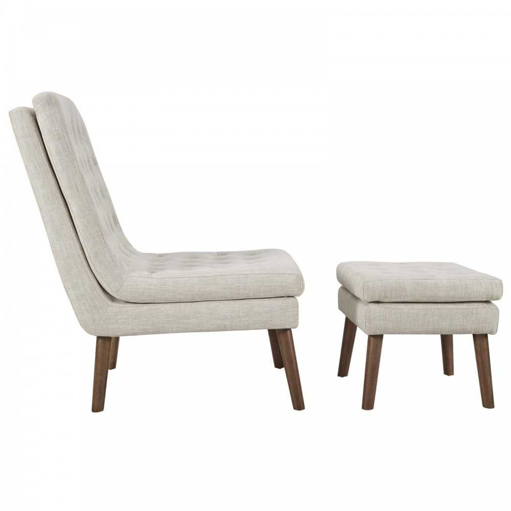 Modify Upholstered Lounge Chair and Ottoman, Beige