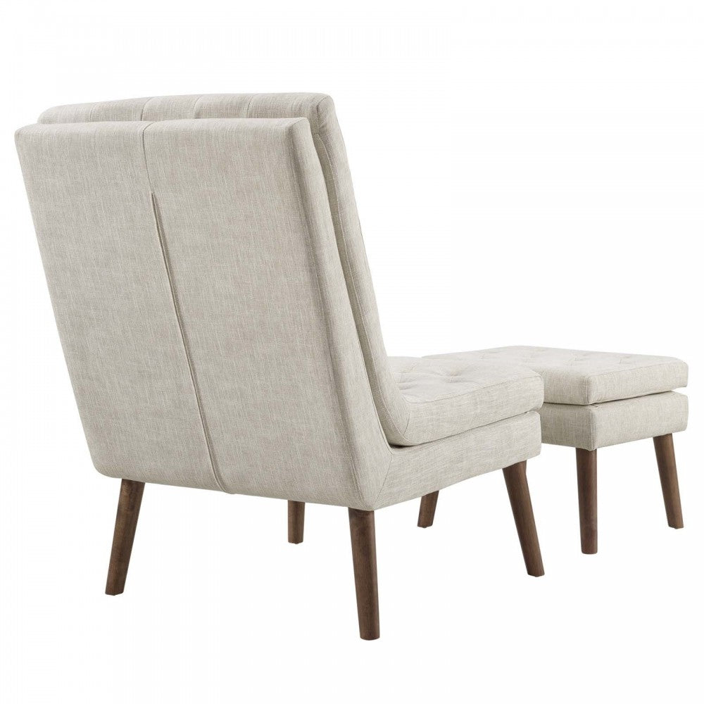 Modify Upholstered Lounge Chair and Ottoman, Beige