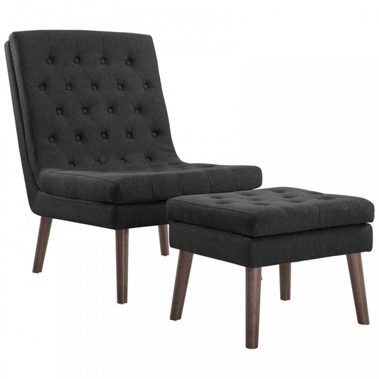 Modify Upholstered Lounge Chair and Ottoman, Gray