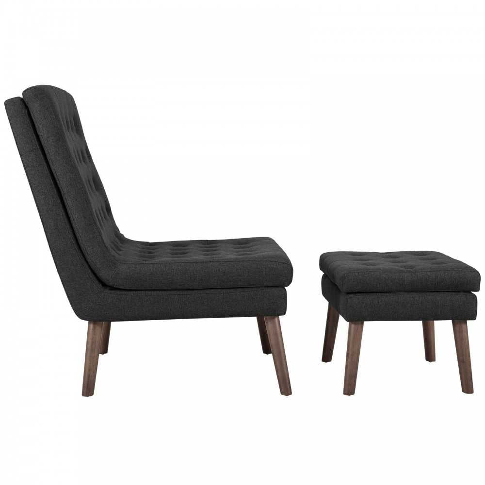 Modify Upholstered Lounge Chair and Ottoman, Gray