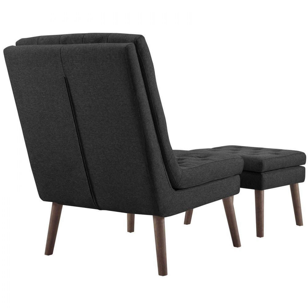 Modify Upholstered Lounge Chair and Ottoman, Gray
