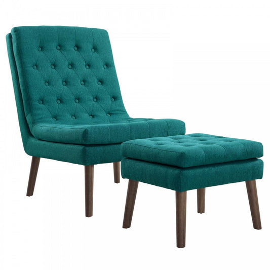 Modify Upholstered Lounge Chair and Ottoman, Teal