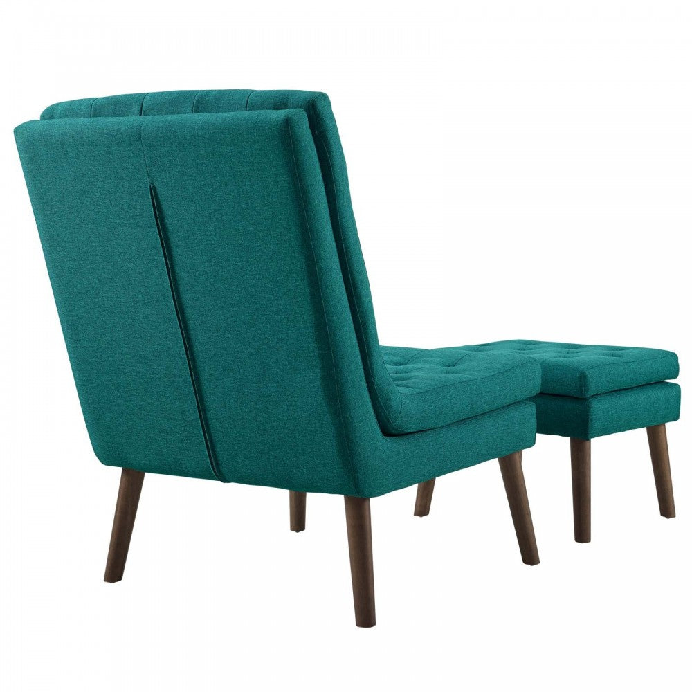 Modify Upholstered Lounge Chair and Ottoman, Teal