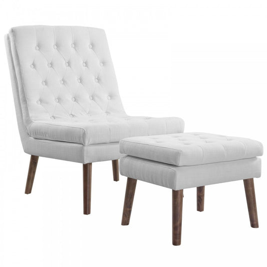 Modify Upholstered Lounge Chair and Ottoman, White