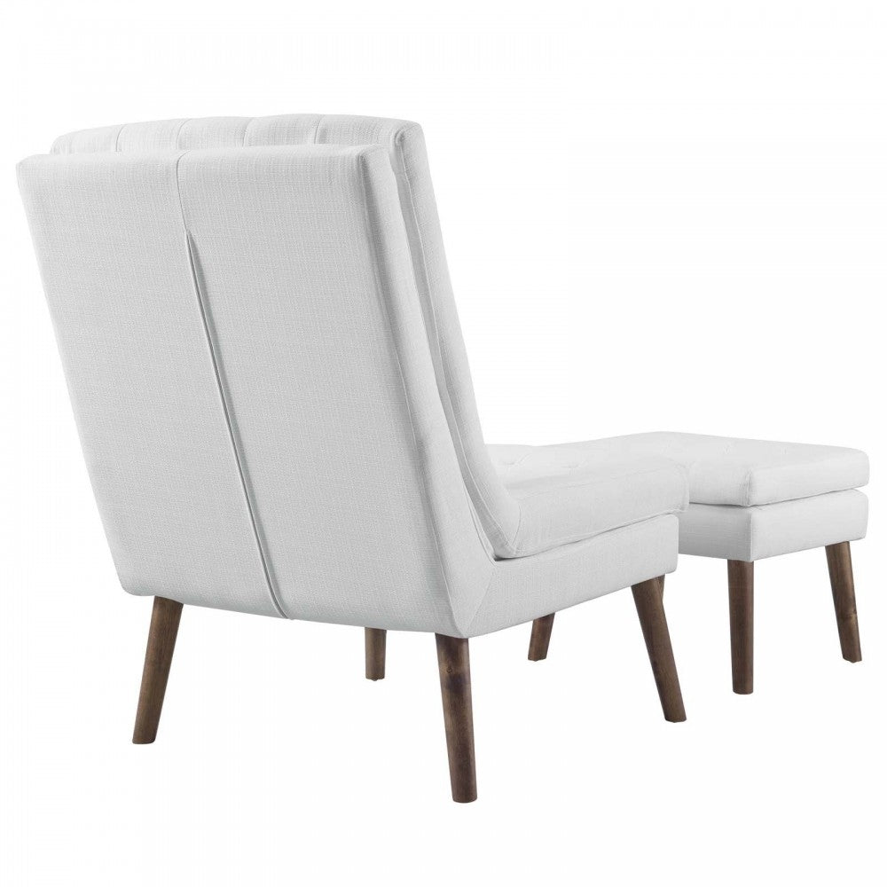 Modify Upholstered Lounge Chair and Ottoman, White