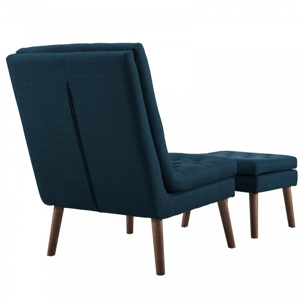 Modify Upholstered Lounge Chair and Ottoman, Azure