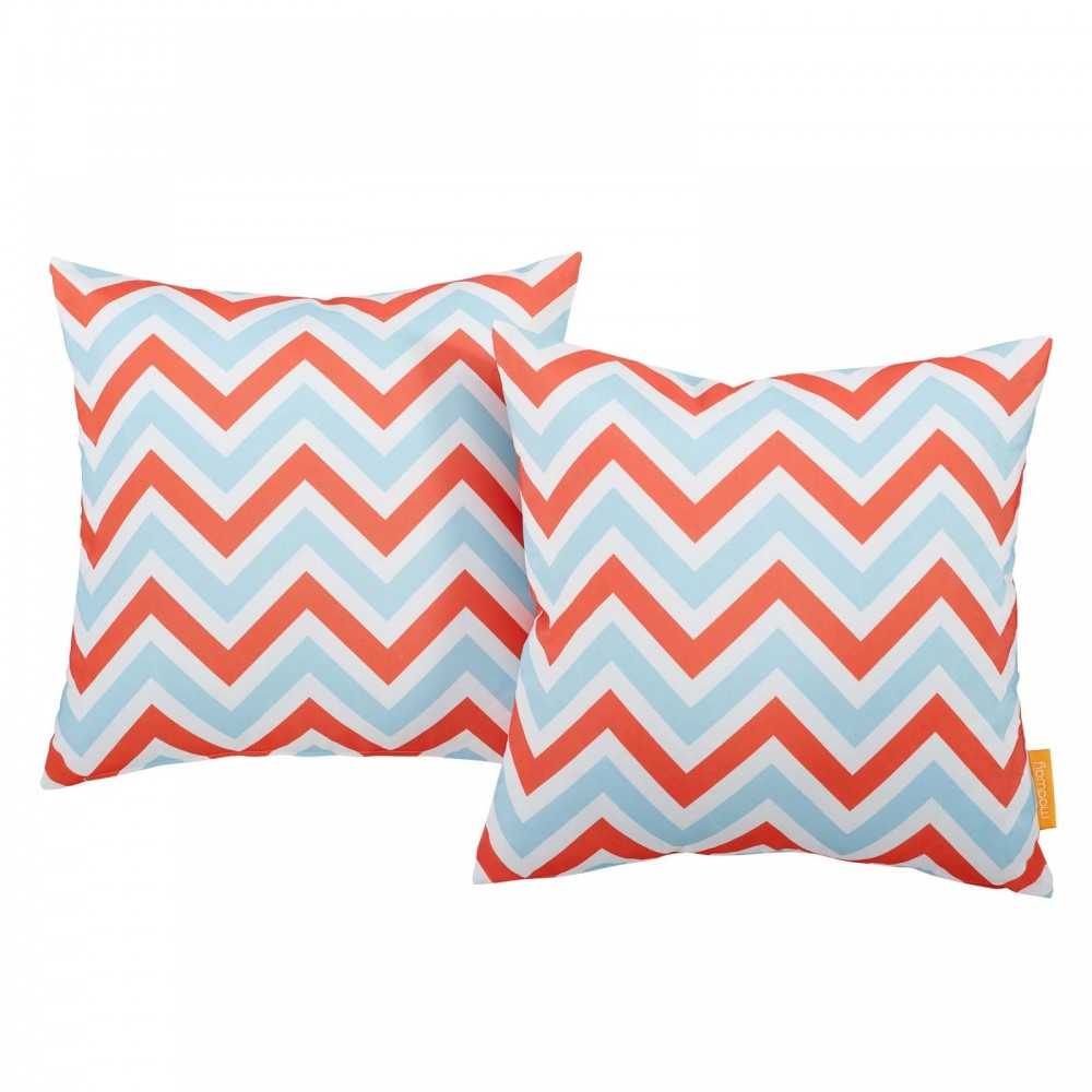 Modway Two Piece Outdoor Patio Pillow Set, Zig-Zag