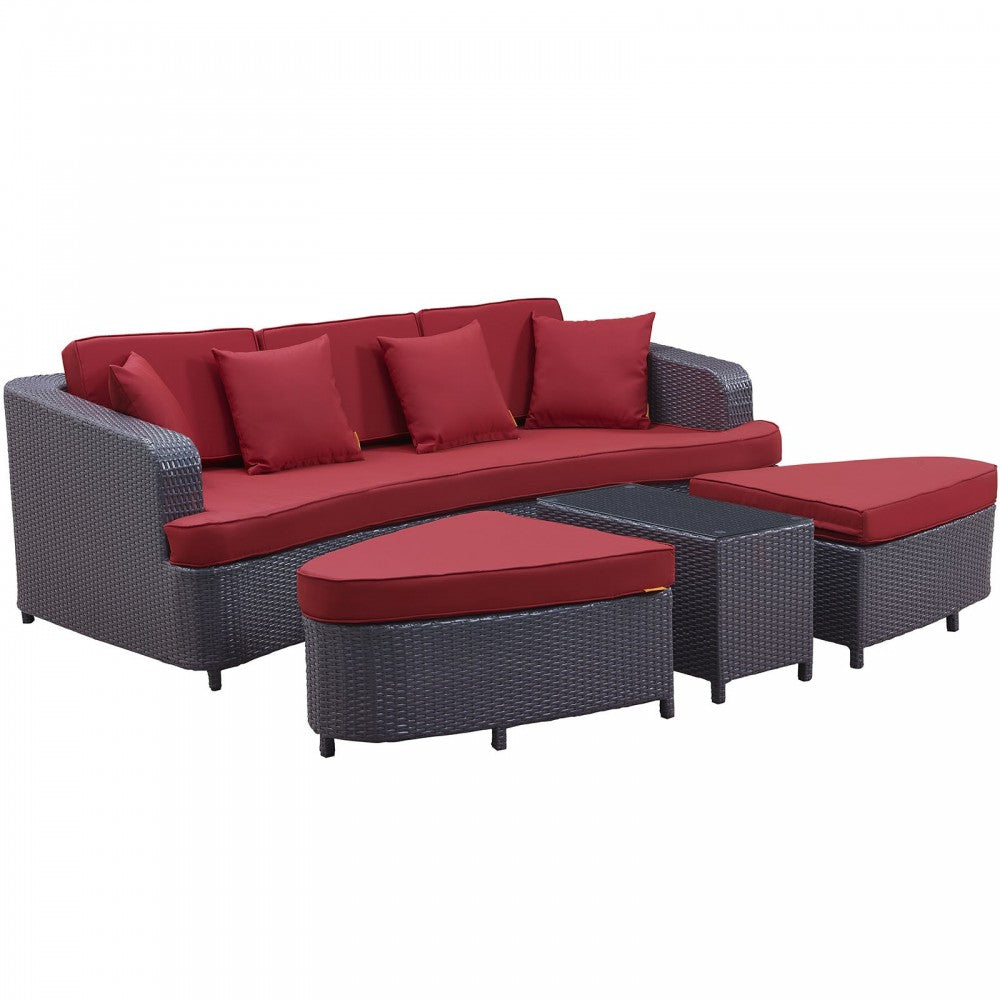 Monterey 4 Piece Outdoor Patio Sofa Set, Brown Red