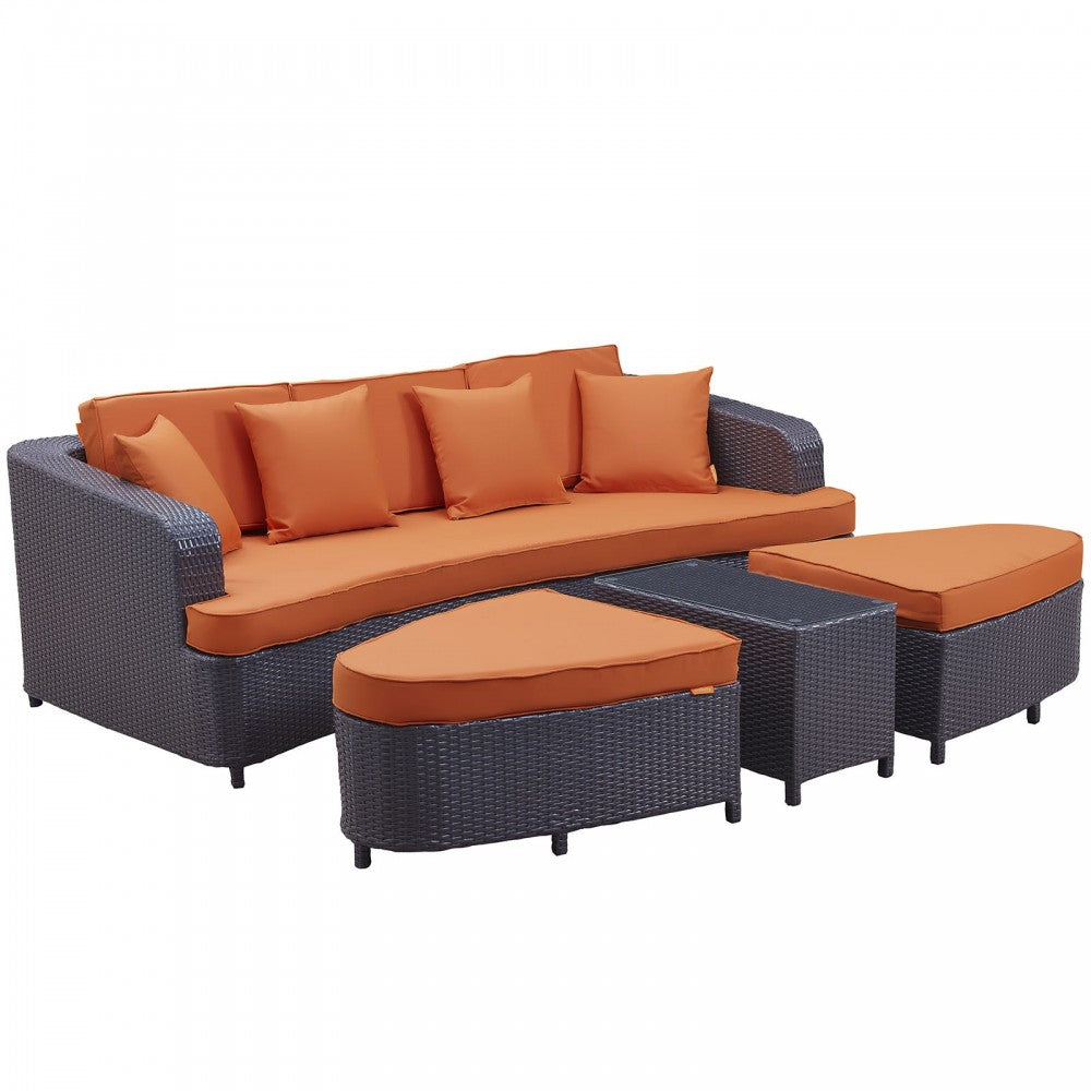 Monterey 4 Piece Outdoor Patio Sofa Set, Brown Orange