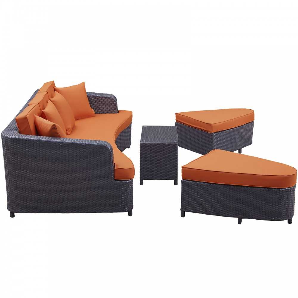 Monterey 4 Piece Outdoor Patio Sofa Set, Brown Orange