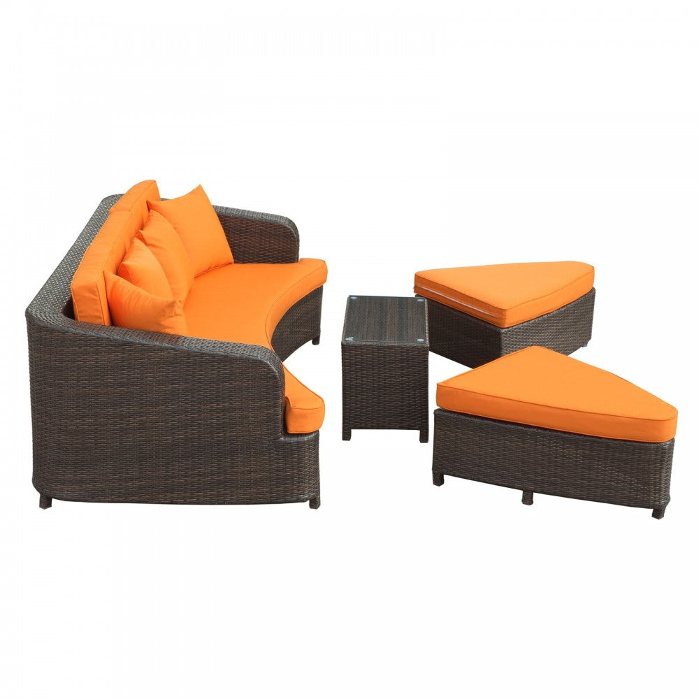 Monterey 4 Piece Outdoor Patio Sofa Set, Brown Orange