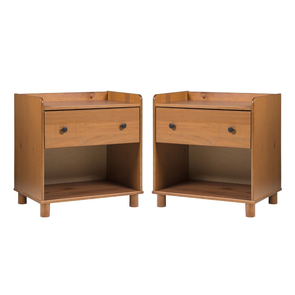 Morgan 2 Piece Tray Top Solid Wood Nightstand - Caramel