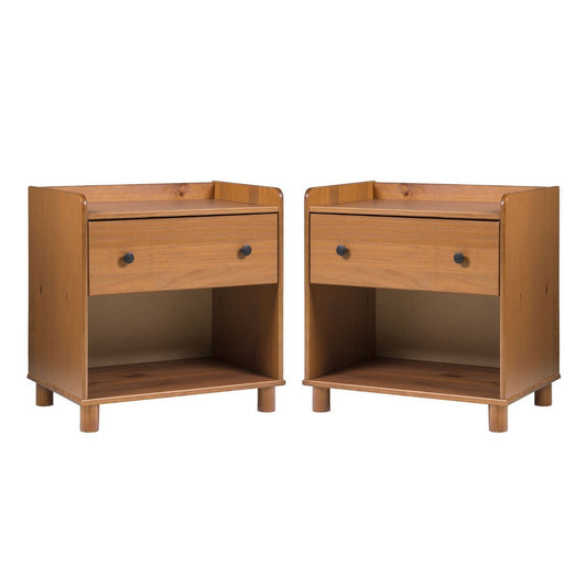 Morgan 2 Piece Tray Top Solid Wood Nightstand - Caramel