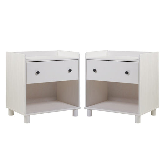 Morgan 2 Piece Tray Top Solid Wood Nightstand - White