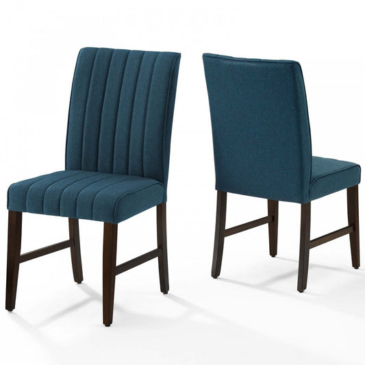 Motivate Channel Tufted Upholstered Fabric Dining Chair Set of 2, Blue