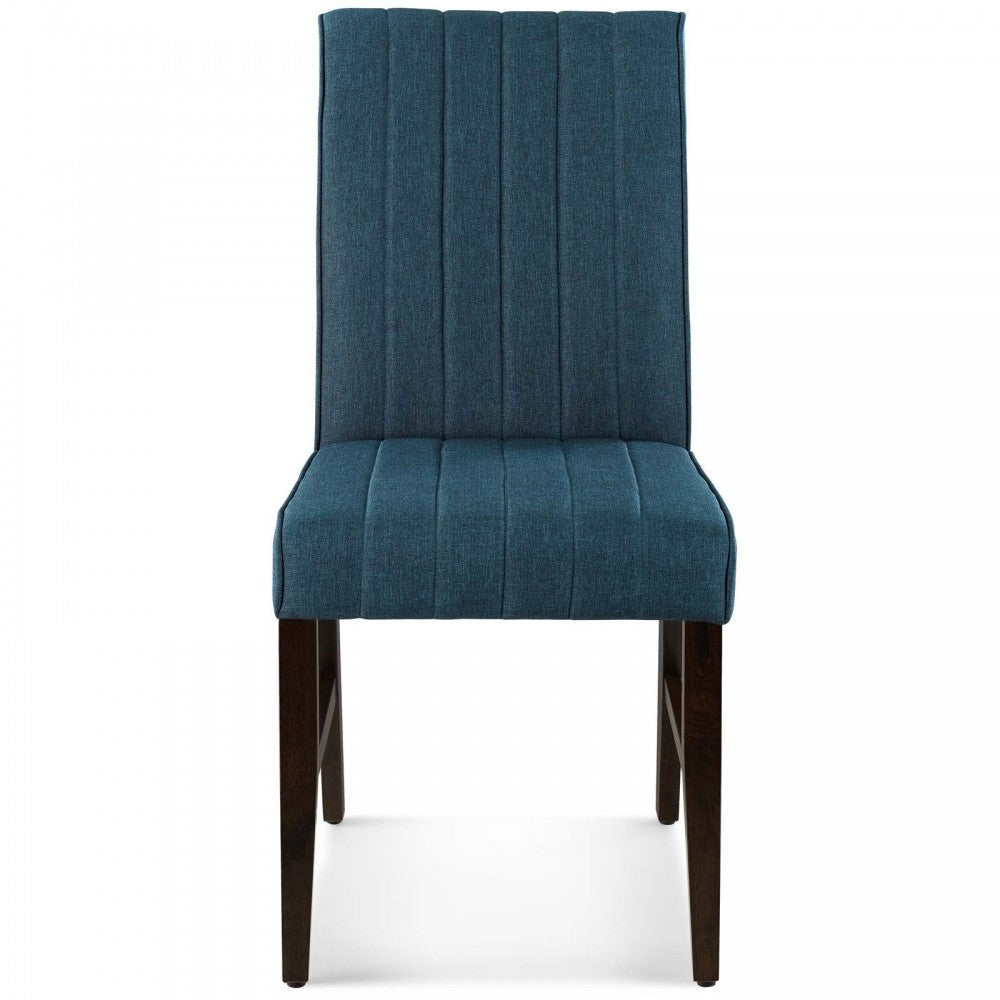 Motivate Channel Tufted Upholstered Fabric Dining Chair Set of 2, Blue