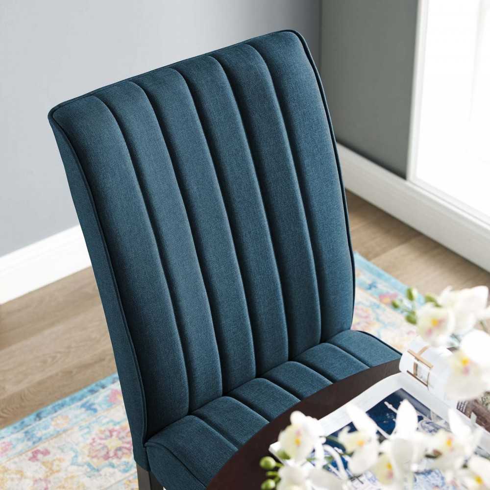 Motivate Channel Tufted Upholstered Fabric Dining Chair Set of 2, Blue