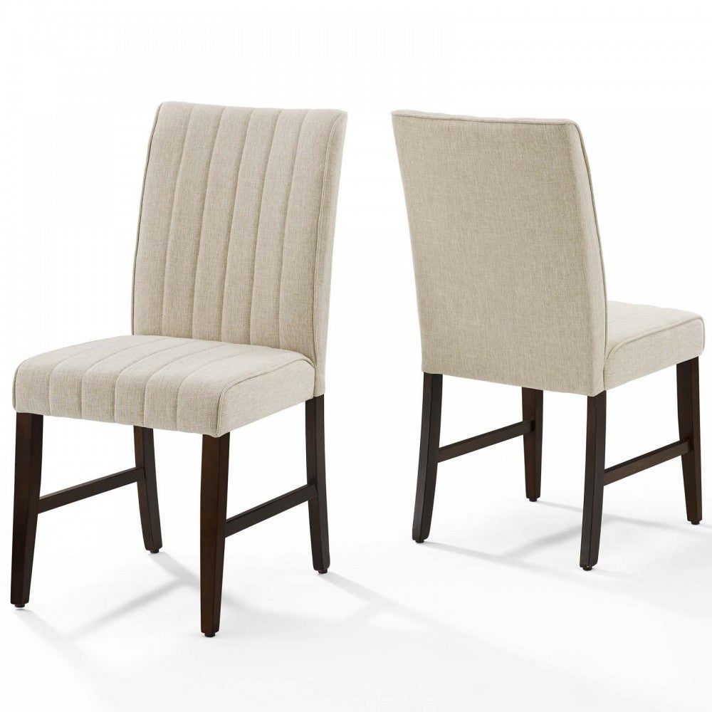 Motivate Channel Tufted Upholstered Fabric Dining Chair Set of 2, Beige