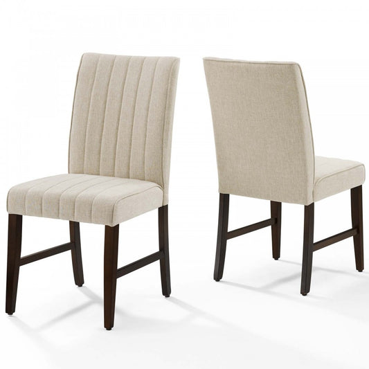 Motivate Channel Tufted Upholstered Fabric Dining Chair Set of 2, Beige
