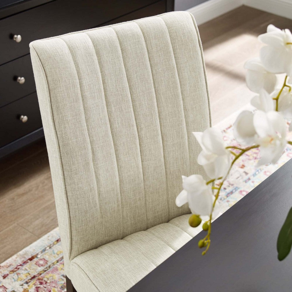 Motivate Channel Tufted Upholstered Fabric Dining Chair Set of 2, Beige