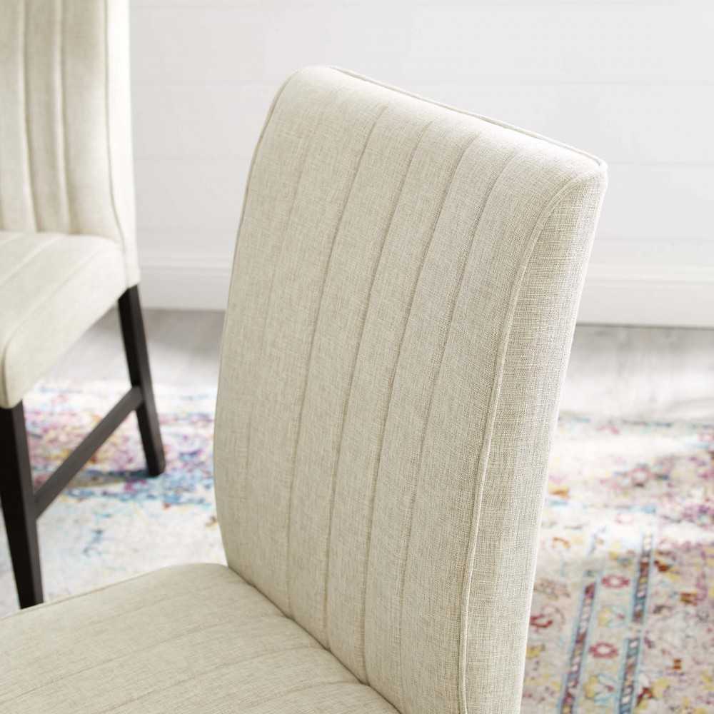 Motivate Channel Tufted Upholstered Fabric Dining Chair Set of 2, Beige