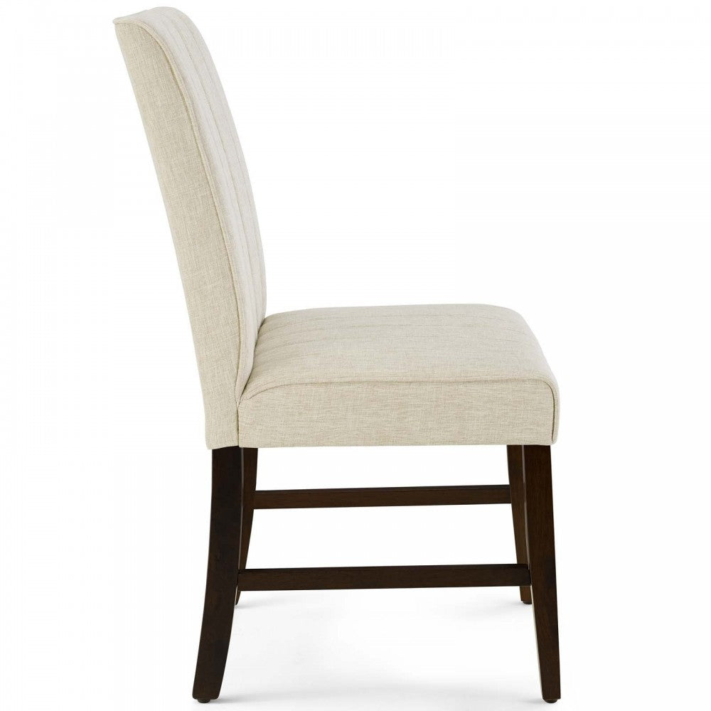 Motivate Channel Tufted Upholstered Fabric Dining Chair Set of 2, Beige