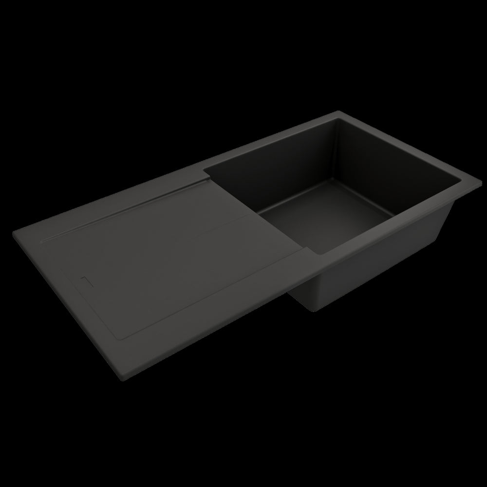 Mount 20 in. Single Bowl Granite Composite Kitchen Sink with Drain Board