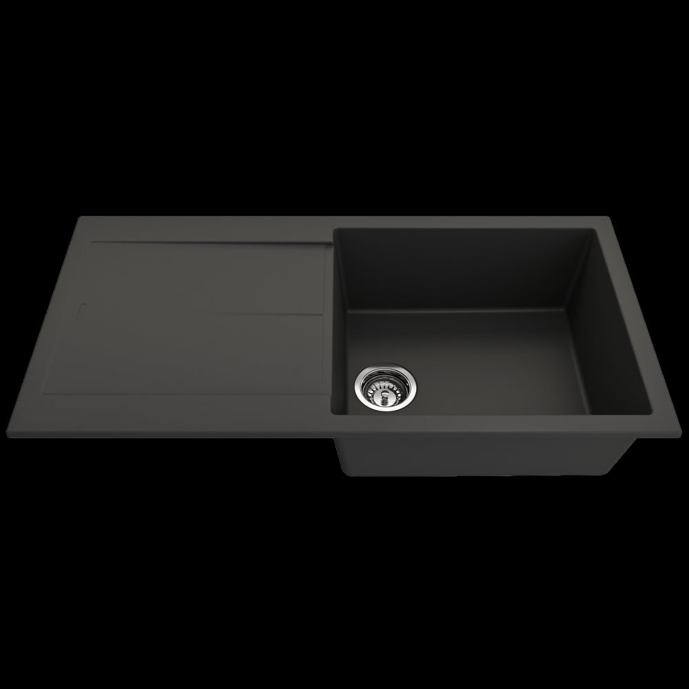 Mount 20 in. Single Bowl Granite Composite Kitchen Sink with Drain Board
