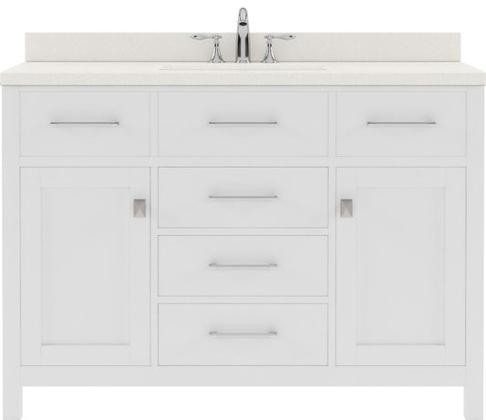 Caroline 48" Single Bath Vanity, White With Marble Top and Sink