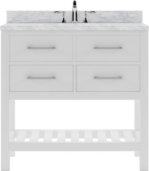 Caroline Estate 36" Single Bath Vanity, White With Marble Top and Sink