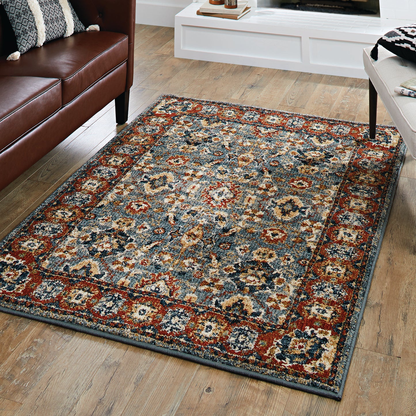 Orian American Heritage Persian Border Indigo 90"X114"